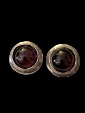 925 Sterling Silver Garnet Stone 11.8mm Stud Earrings